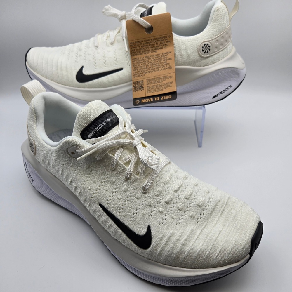 Nike ReactX Infinity Run 4 Sail Black Flyknit Running Shoes DR2665 Mens 10.5 NIB